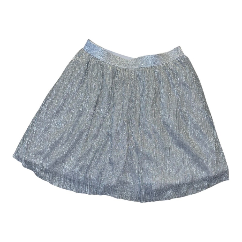 Crewcuts Girls Size 16 Silver Metallic Pleated Skirt Glitter Shimmer NWT